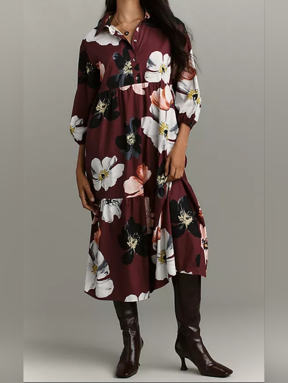 Anthropologie The Bettina Midi Cotton Dress.